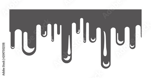 Canvastavla Dark gray liquid drips from a solid horizontal line dripping