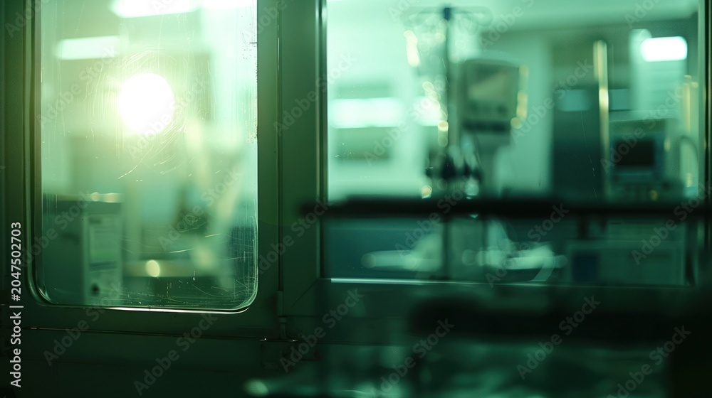 Fototapeta premium Medical facility interior view through glass