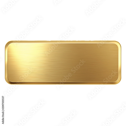 A shiny rectangular gold bar with brushed texture isolated on transparent background
