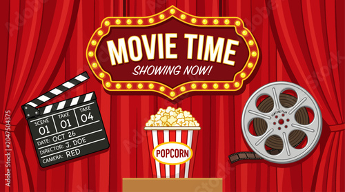 Foto Movie time cinema showing now illustration.