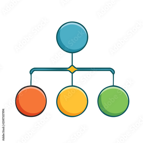 Organization chart icon with colorful nodes