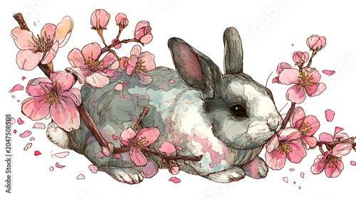 Whimsical bunny illustration