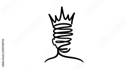 Fotografie Abstract silhouette of human head with spiral face and crown symbolizing creativ