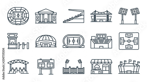 Collection of Various Iconographic Buildings and Structures
