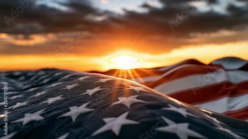 USA Flag Patriotism Sunset United States America Hope Freedom Symbol