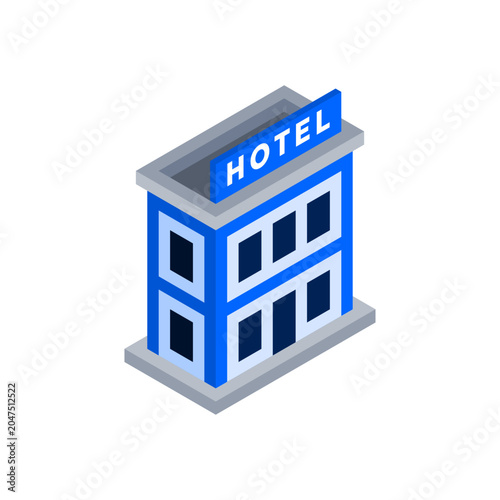 Isometric Hotel Vector Icon Illustration.