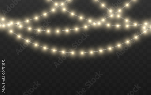 Obraz na płótnie Christmas LED string lights garland isolated on transparent background
