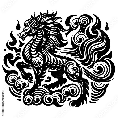 vector illustration of a qilin