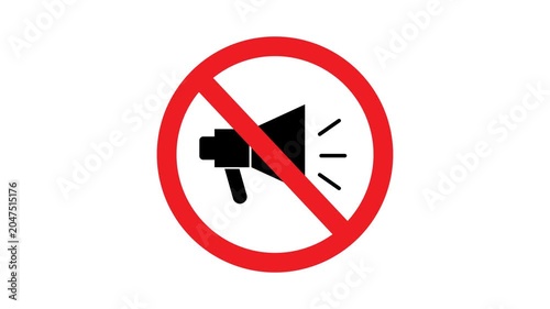 No Loudspeaker Prohibition Sign Animated Icon, Animated prohibition icon featuring a loudspeaker