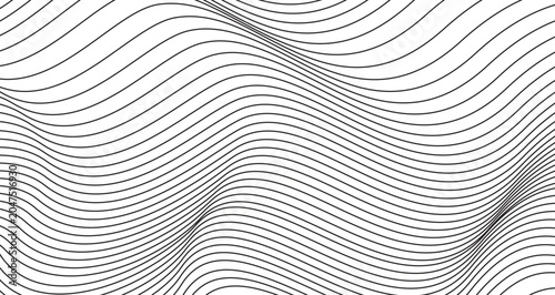Bilde på lerret Abstract Black and White Wavy Line Pattern for Design.