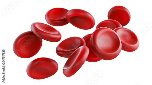 Canvastavla Pile of red blood cells biconcave discs, isolated on transparent background