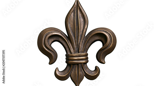 Tableau sur toile Antique bronze fleur de lis emblem, isolated on transparent background