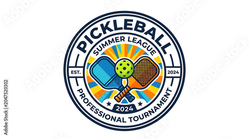 pickleball summer league professional tournament logo.