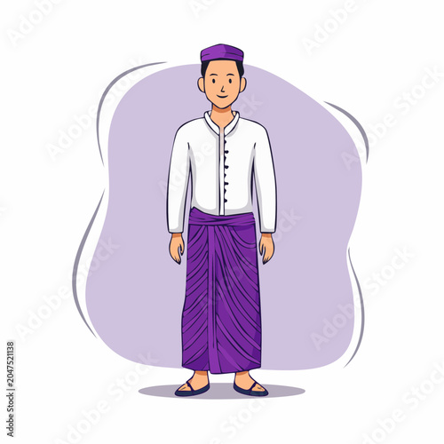 Man in Traditional Sarong and Kufi Hat
