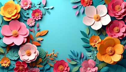 A vibrant floral arrangement on a blue background