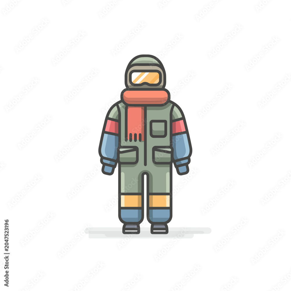 Fototapeta premium Colorful Winter Ski Suit with Goggles and Scarf