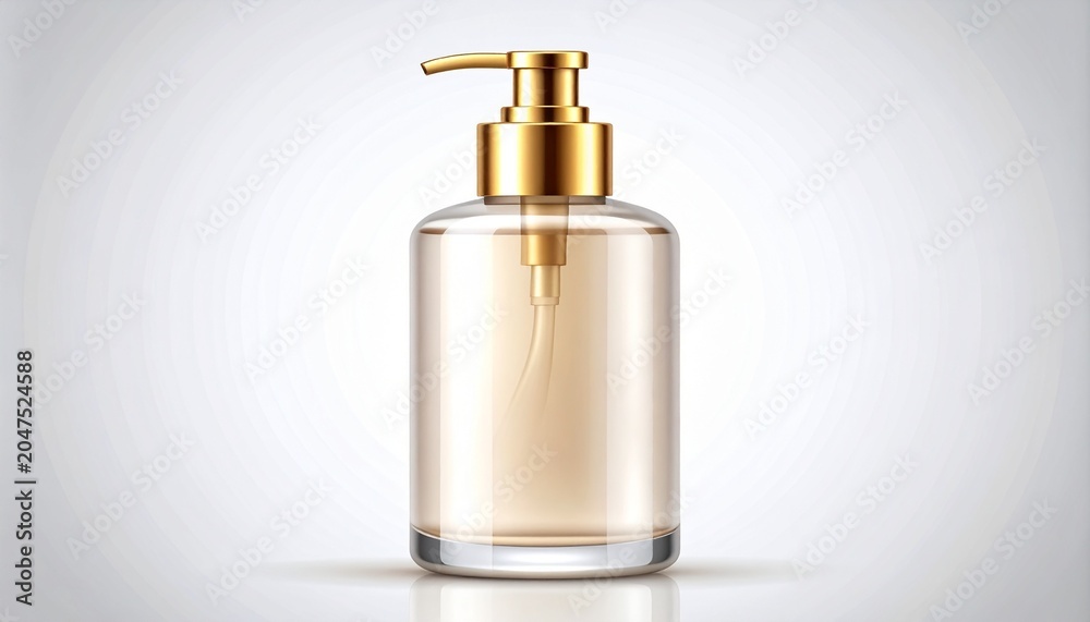 Naklejka premium Glass pump dispenser cosmetic bottle