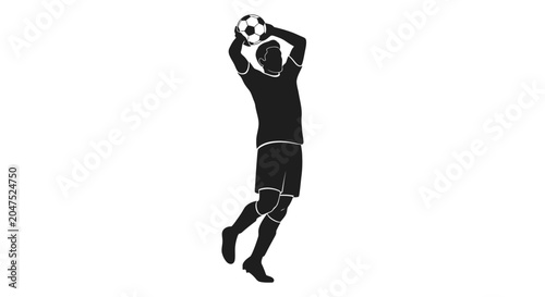 Fotografía Silhouette of a soccer player performing a throw in.