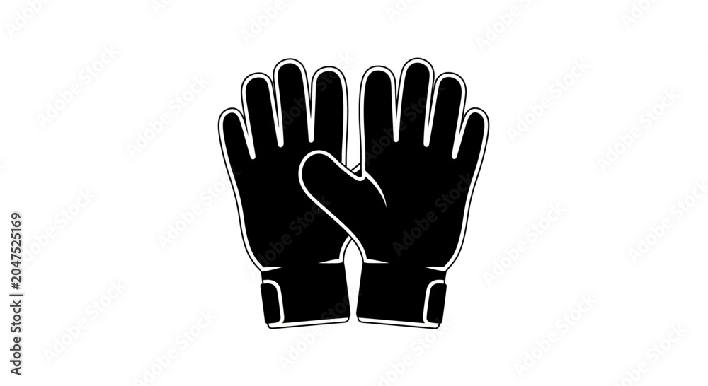 Fototapeta premium A pair of black goalkeeper gloves isolated on a white background.
