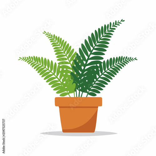 Potted fern in flat design style
