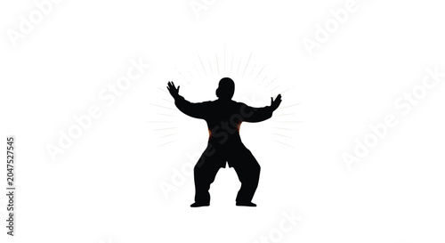Foto Martial Arts Meditation Silhouette Showing Energy Balance, Mindfulness, Tai Chi,