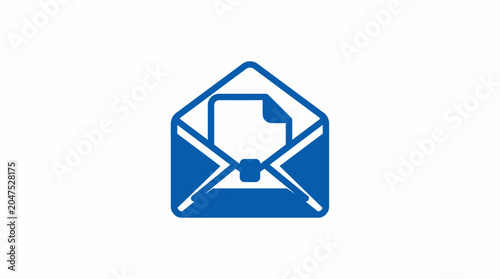 Slika na platnu Blue Envelope Icon With Letter.