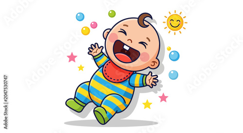 Bild auf Leinwand Happy baby laughing with joy freely.