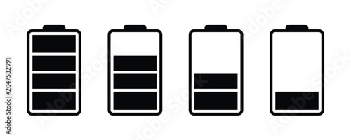 Quadro su tela Battery Full Charge and Low Charge vector icon set