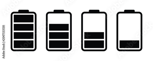 Quadro su tela Battery Full Charge and Low Charge vector icon set