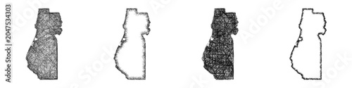 Foto Sketch Humboldt County (California) outline map design set