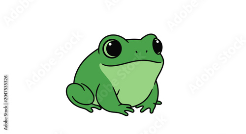 Obraz na płótnie Green Frog Sitting Cartoon Character.