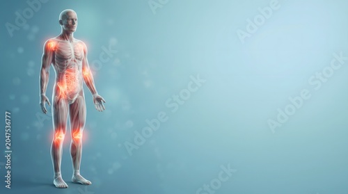 Full Body Pain Points and Inflammation Anatomy Concept
