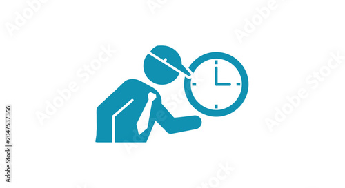 Quadro su tela Man in hat leaning on clock.