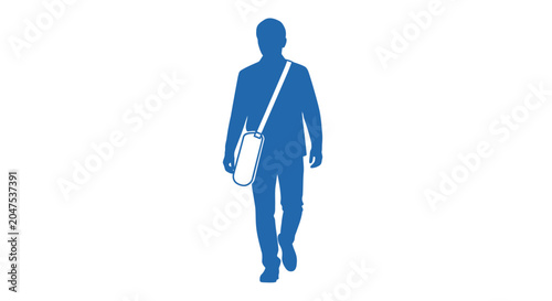 Schilderij op canvas Man walking with messenger bag.