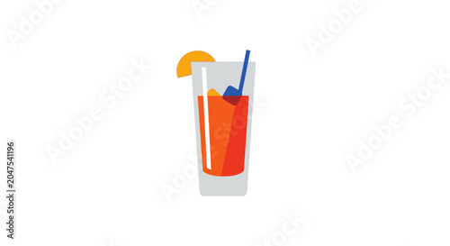 Foto Orange cocktail with straw and lemon.