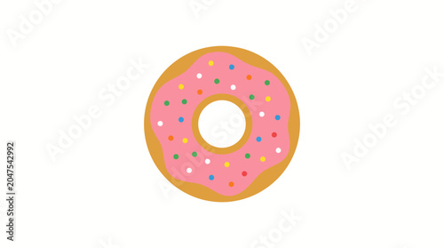 Foto Pink donut with colorful sprinkles sweet.