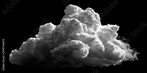 Fotografie An abstract explosion of fluffy white cumulus clouds illuminates the bright blue