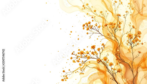 Clean white background with corner color splash