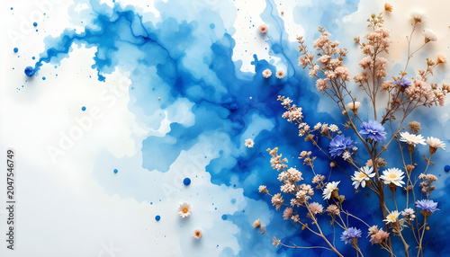 Clean white background with corner color splash