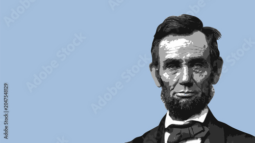 16th US President Monochrome Portrait Vector Patriotic Illustration