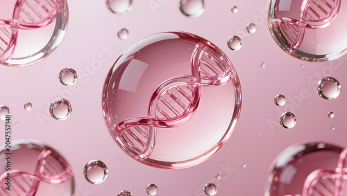 Luxury PDRN biomolecule sphere with salmon DNA technology and regenerative skincare science concept