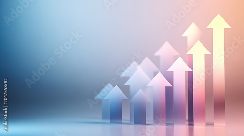 Growing success, increasing growth, and progress concept with arrows