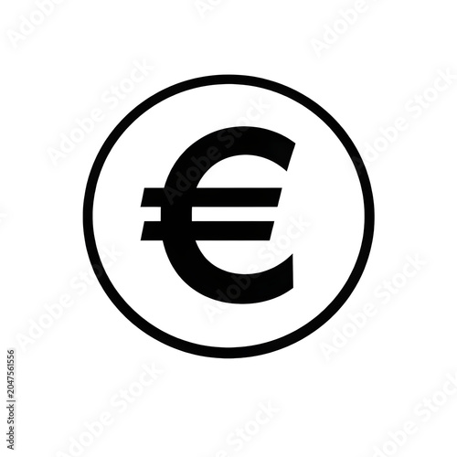 Black euro symbol logo inside a circle on transparent background