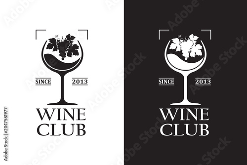 collection of wine club emblem with grapes and goblet