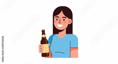 Woman holding a bottle of drink