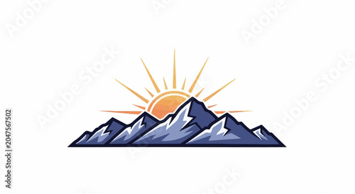 Sunrise over jagged mountain peaks
