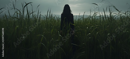 grass field humanidad full body. Generative Ai