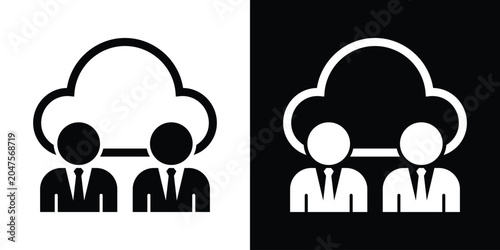 Bild auf Leinwand Two professional business avatars sharing a cloud computing icon