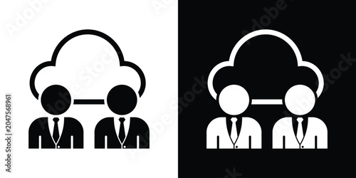 Obraz na płótnie Two professional business avatars sharing a cloud computing icon
