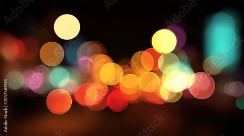 Colorful bokeh lights in the dark background